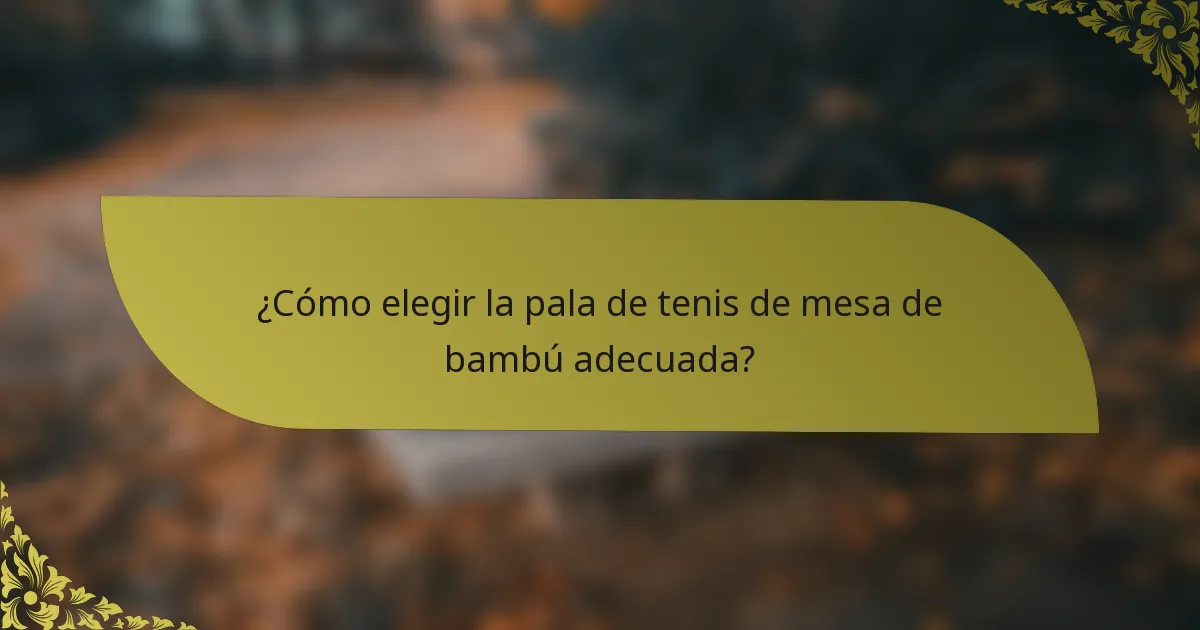 ¿Cómo elegir la pala de tenis de mesa de bambú adecuada?