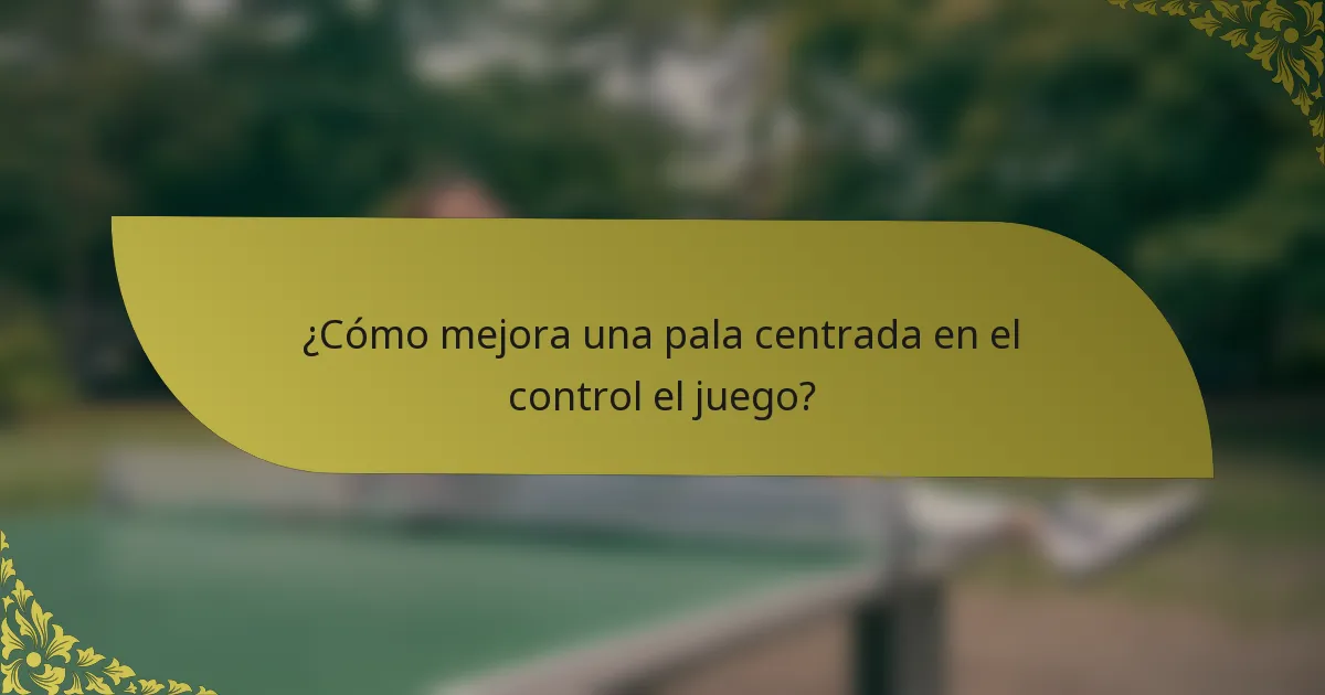 ¿Cómo mejora una pala centrada en el control el juego?