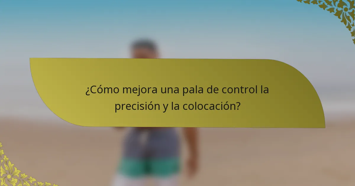 ¿Cómo mejora una pala de control la precisión y la colocación?