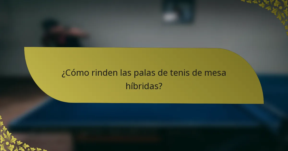 ¿Cómo rinden las palas de tenis de mesa híbridas?