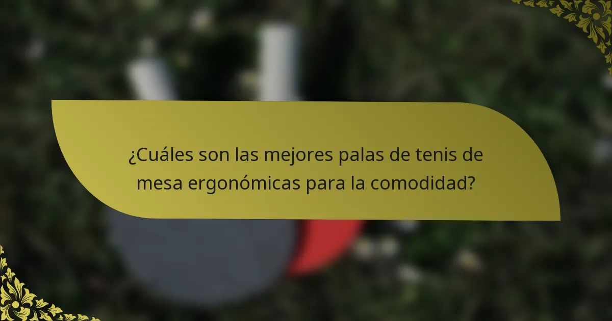 ¿Cuáles son las mejores palas de tenis de mesa ergonómicas para la comodidad?