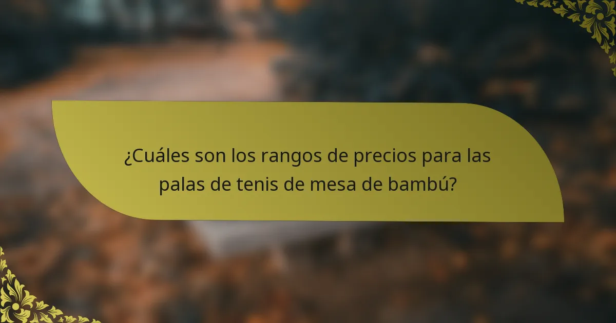 ¿Cuáles son los rangos de precios para las palas de tenis de mesa de bambú?