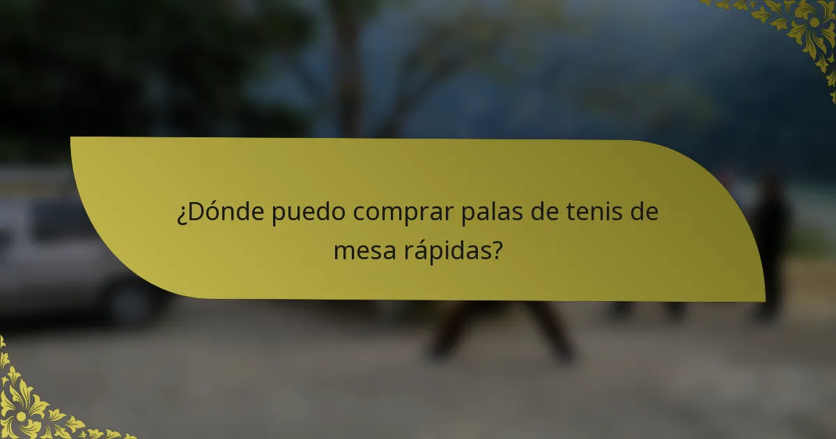 ¿Dónde puedo comprar palas de tenis de mesa rápidas?