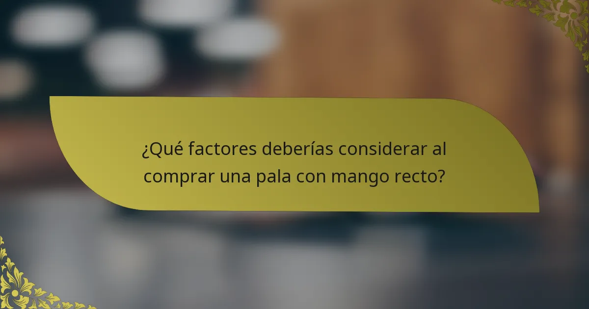 ¿Qué factores deberías considerar al comprar una pala con mango recto?