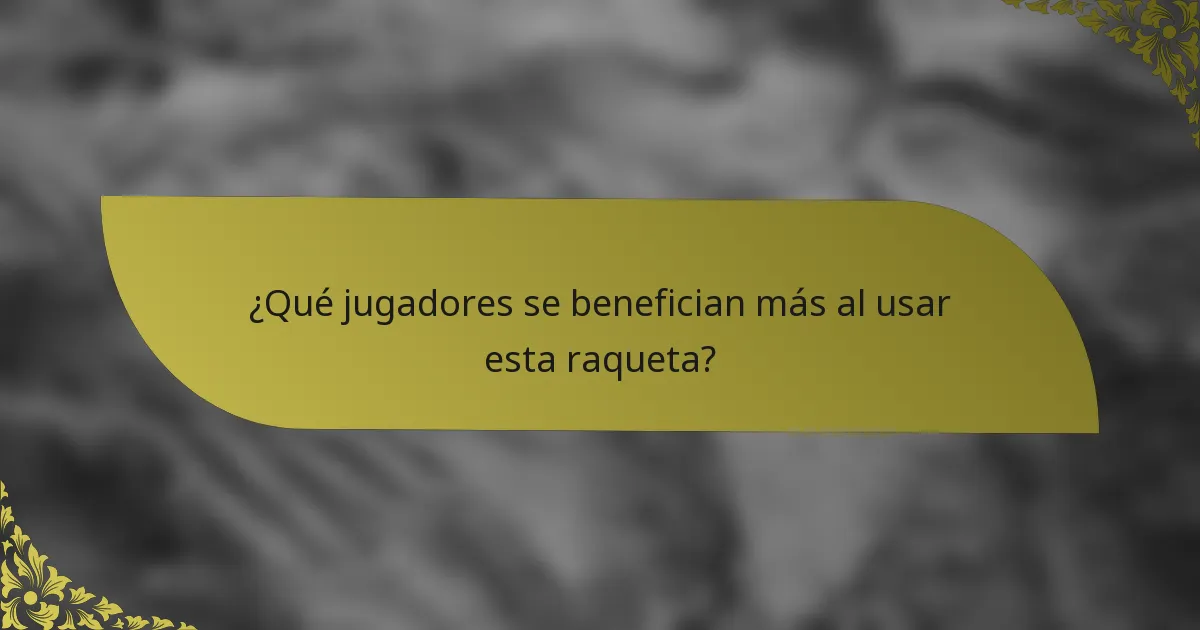 ¿Qué jugadores se benefician más al usar esta raqueta?